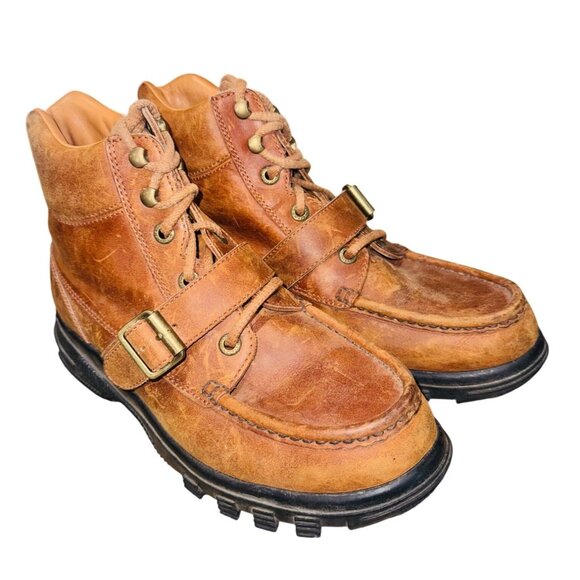 RALPH LAUREN POLO SPORT BUCKLE STRAP Leather Chukka Dress Hiking Boots Preppy - Picture 1 of 12